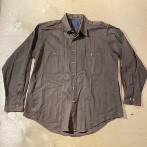 Members Only Dark Brown Casual Button Down Shirt Large (GA)